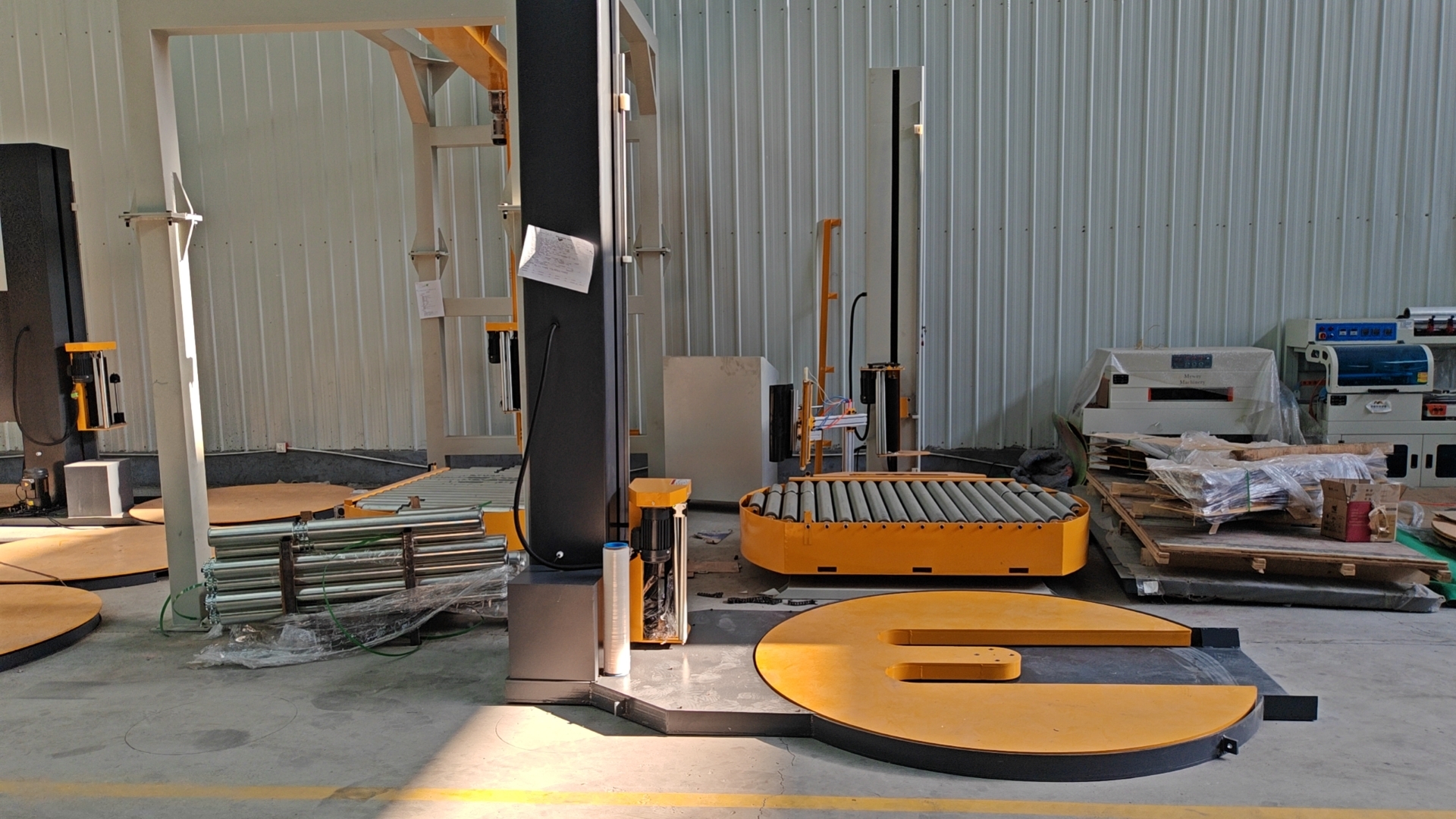 On Line Automatic Pallet Wrapper Made in China /Powered Pre Stretch Turntable Pallet Film Wrapping Machine