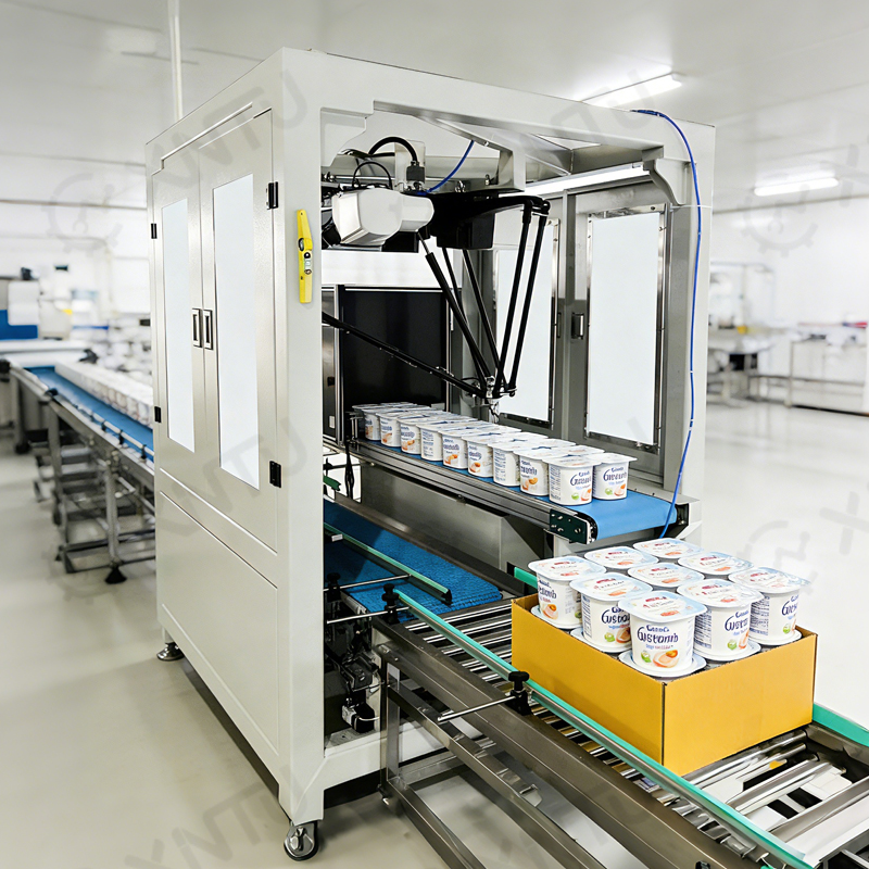 Efficient and Safe Smart Automatic Delta Robot Case Packer High Speed Spider Carton and Bag Packaging Machine Packing Line