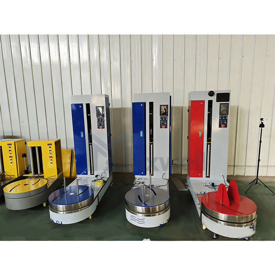 Airport Luggage Wrapping Machine with Pre-Stretch Film System High Efficiency