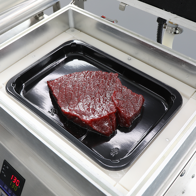 HVT-240TS Tabletop Skin Vacuum Packing Machine 0-300℃ Temp Control 1/2 Trays Compatible Food Grade Packaging Equipment