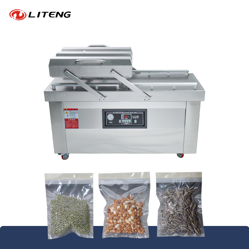 Commercial Double-chamber 600 Vacuum Packaging Machine Suitable for Packaging Chicken, Duck, Fish, Meat, Dried Fruits, Nuts