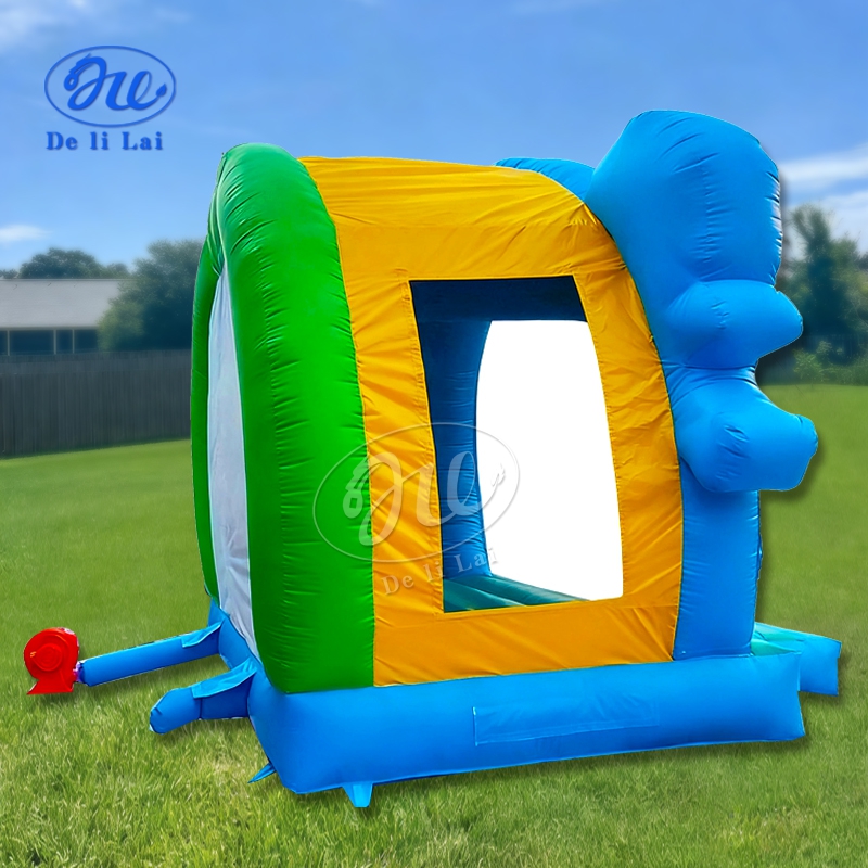 Commercial Outdoor Inflatable Trampoline Slide Set, Cartoon Theme, Bouncy House Suitable for Children With Blower