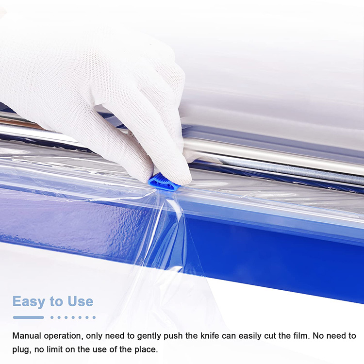 JH-Mech Hand Film Wrapping Machine 19.5" Manual Stretch Film Wrapper Steel Stretch Film Table Dispenser for Food Tray Packaging