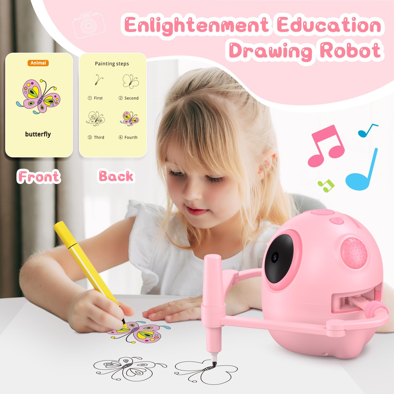 GY Smart Electronic Cartoon Drawing Robot Kids Art Sketcher 3-12 Years Old Educational Toy Unisex Plastic Christmas Gift
