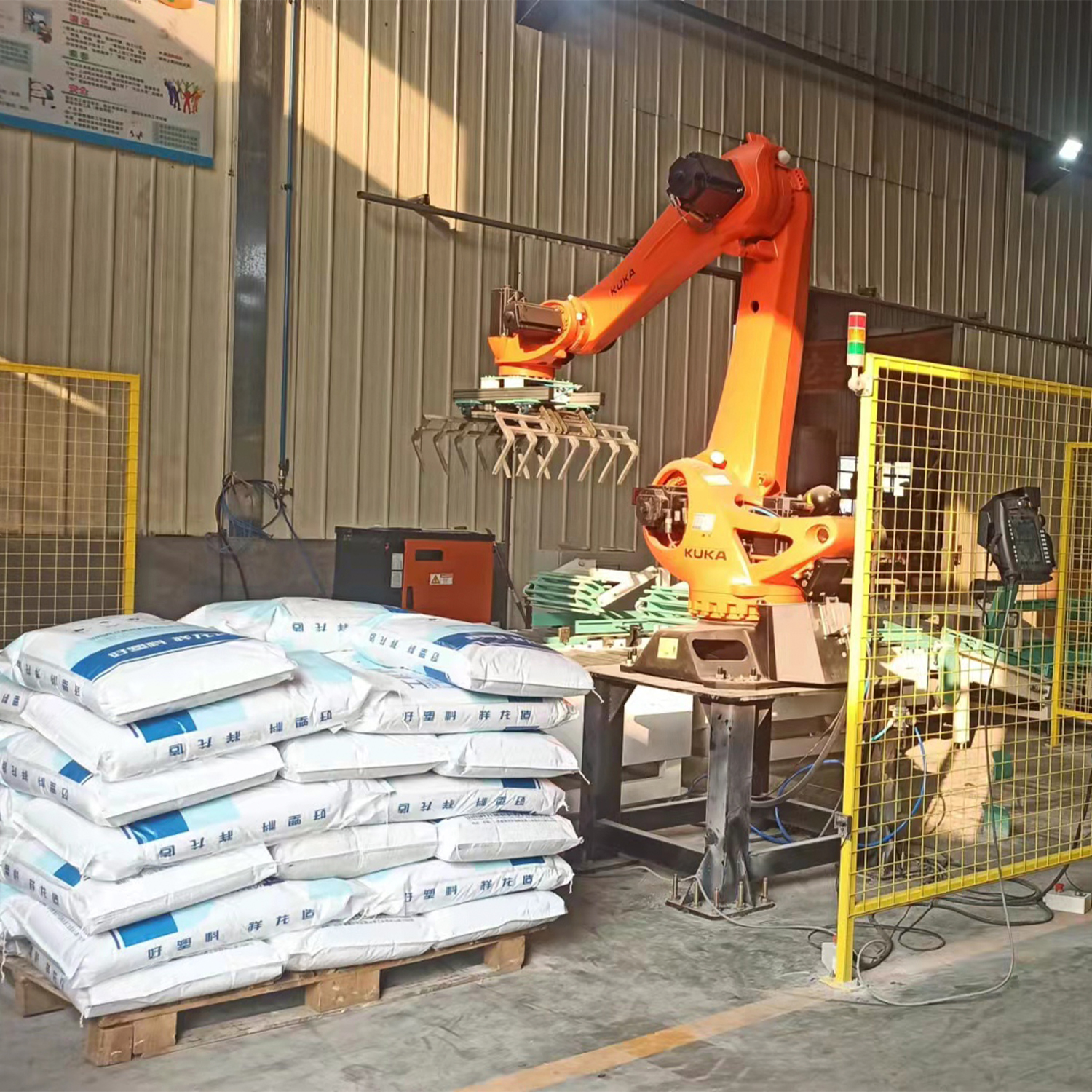 Intelligentize Robotic Intelligent High Speed Robotic Palletizer Carton Bag Case Packing Line KUKA Robot Palletizer