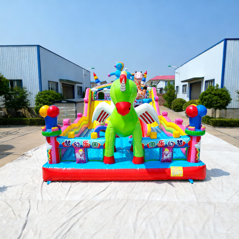 Hot Selling Customizable Colorful Cartoon Temed Eco-Friendly Inflatable Castle Slide Jumping Kids Play Equipment 60-Person