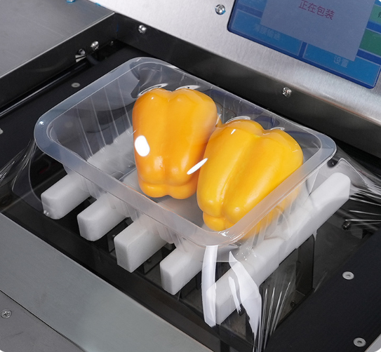 High-Efficiency Stainless Cling Film Wrapping Machine Automatic Fresh Food Packaging Tray Wrap Equipment