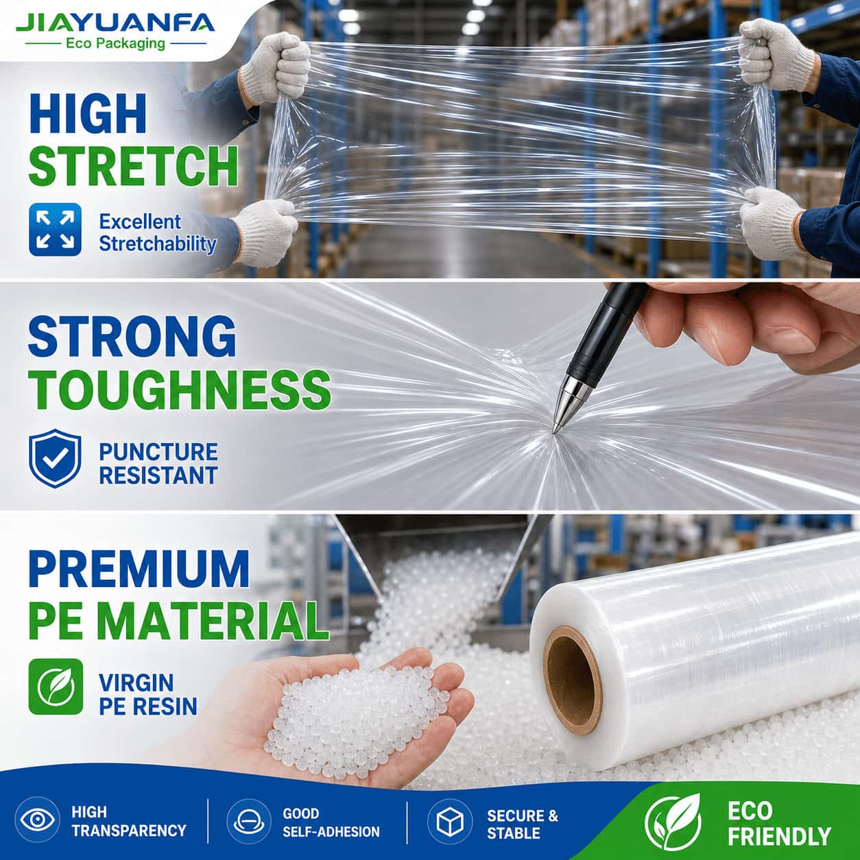 LLDPE Pallet Wrap Stretch Film Stretch Ceiling System Pvc Film Stretch 500mm Stretch Film Dispenser Lldpe Stretch Film Roll