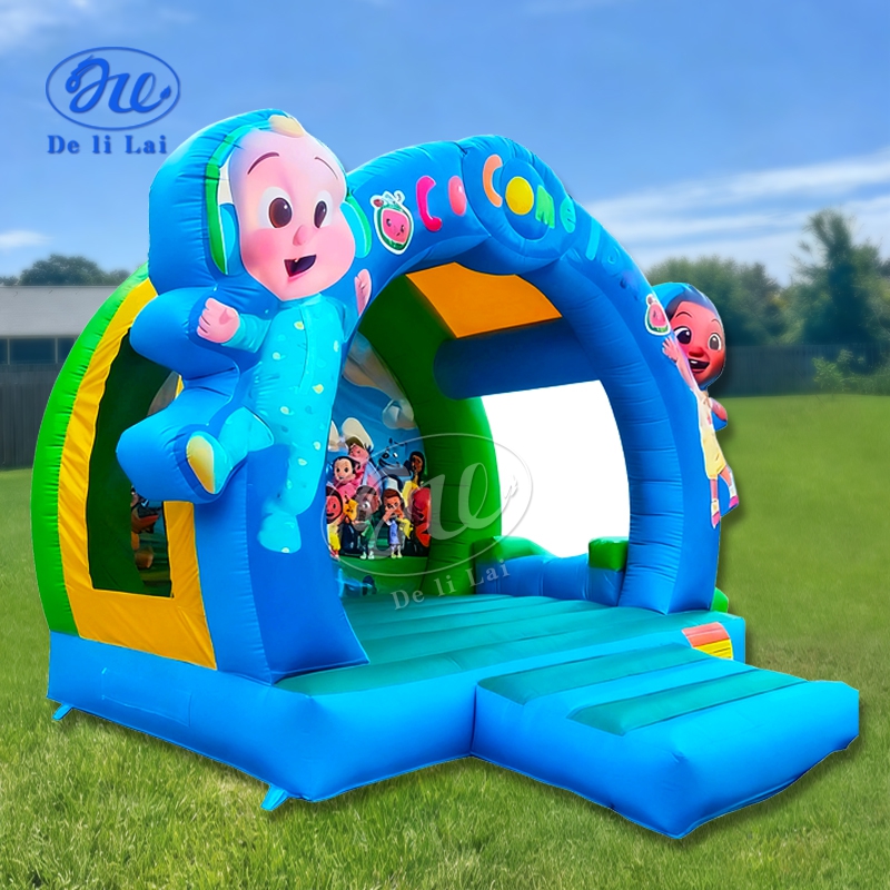 Commercial Outdoor Inflatable Trampoline Slide Set, Cartoon Theme, Bouncy House Suitable for Children With Blower