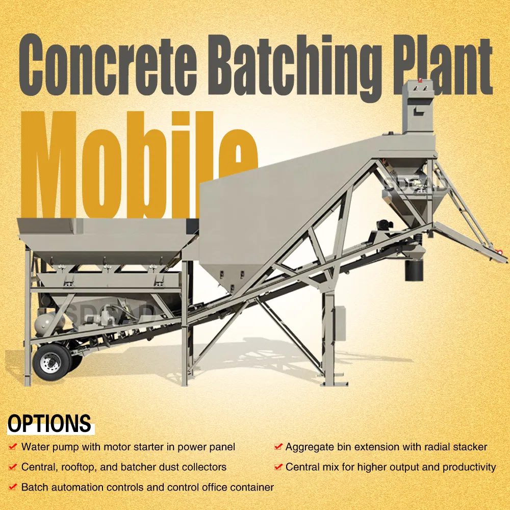Automatic Mobile Concrete Batching Equipment with Intelligent Weighing Control System Installed