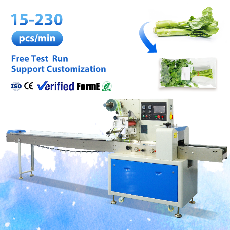 Automatic Horizontal Wrapping Flow Pack Machine Greens Fruits Vegetables Small Business Sealing Machine Manufacturing Machine