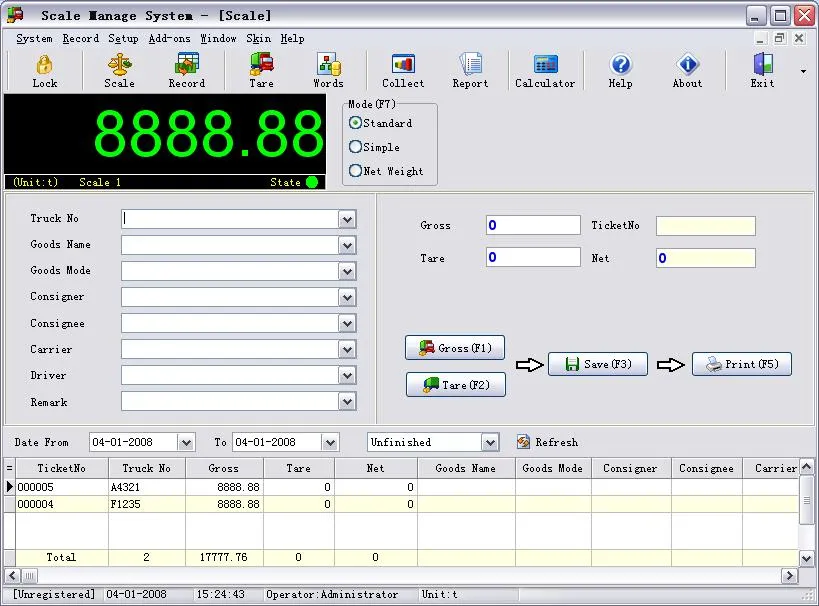 Truck Weighbridge Scale Automatic Weighing Management System Software