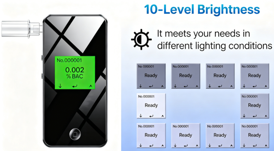 Professional Easy Carry Digital Alcohol Tester Breathalyzer High Definition Color Screen Semiconductor Sensor Roadside Testing