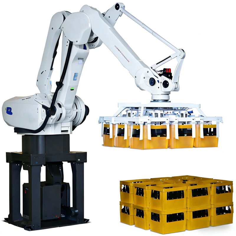 Used Fully Automatic Mechanical Arm Packaging Robot with PLC Motor Precision Industrial Palletizing Machine 600-800p/h Capacity