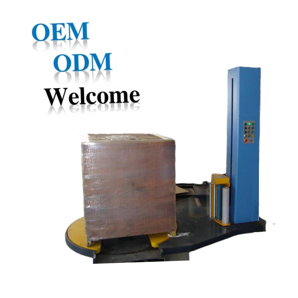 Automatic Forklift Enter to Turntable Stretch Wrapper Forklift Stretch Pallet Wrap Wrapping Wrapper Machine Palletizer Stacker