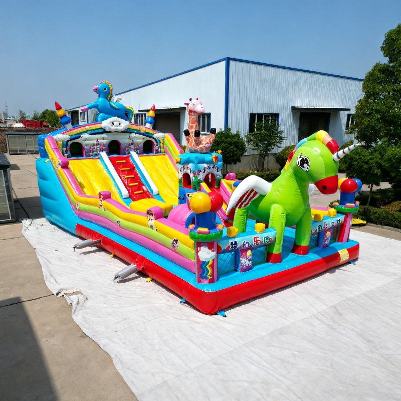 Hot Selling Customizable Colorful Cartoon Temed Eco-Friendly Inflatable Castle Slide Jumping Kids Play Equipment 60-Person