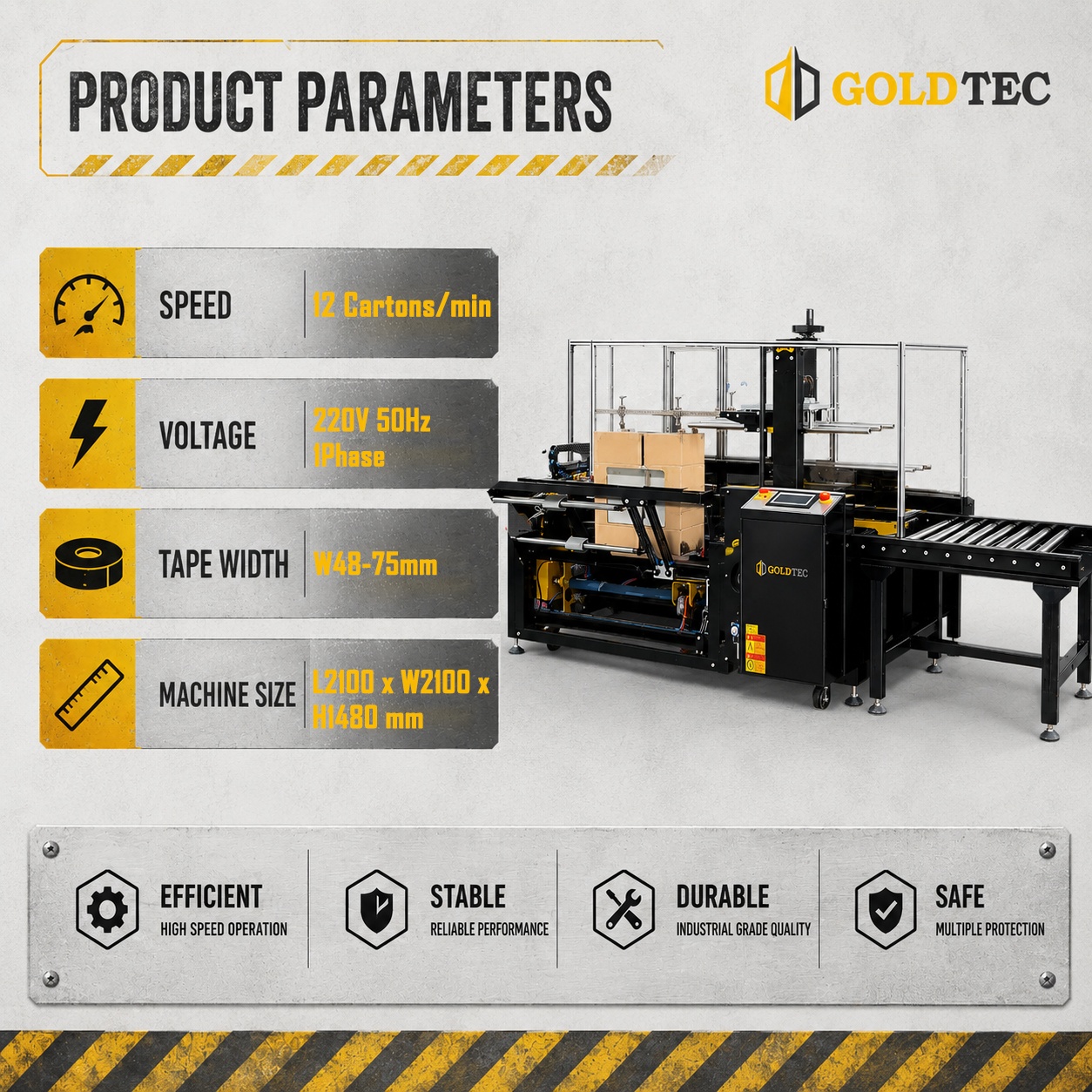 Goldtec Packaging Case Erecting Machine Automatic Case Erector Vertical Carton Erector Machine Box Erecting Machine
