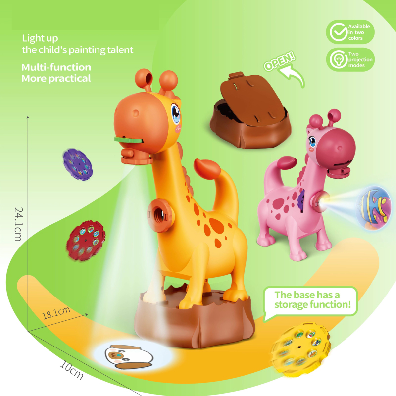 Educational Electric Projection Cartoon Giraffe Toys Painting Machine with Pen Kit Toys for Kids
