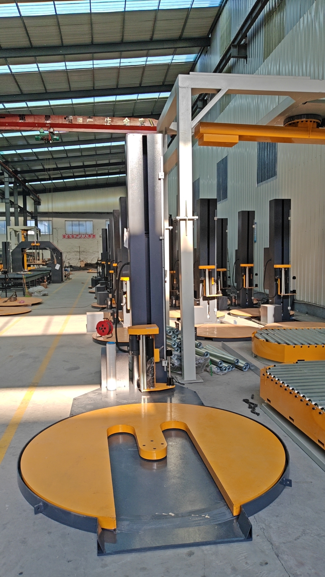 On Line Automatic Pallet Wrapper Made in China /Powered Pre Stretch Turntable Pallet Film Wrapping Machine