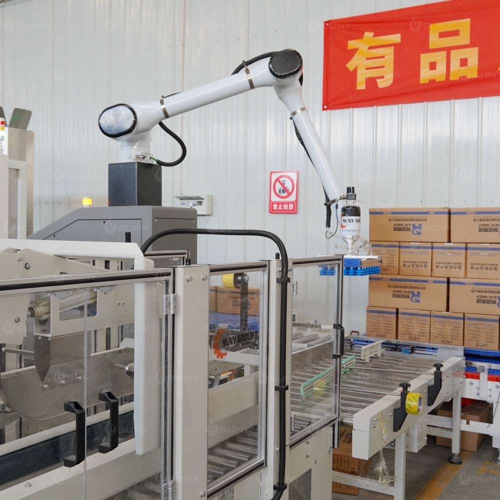 Automatic Case Packer Box Collecting and Pick &amp; Place System with Carton Erector Taping Machine Check Weigher