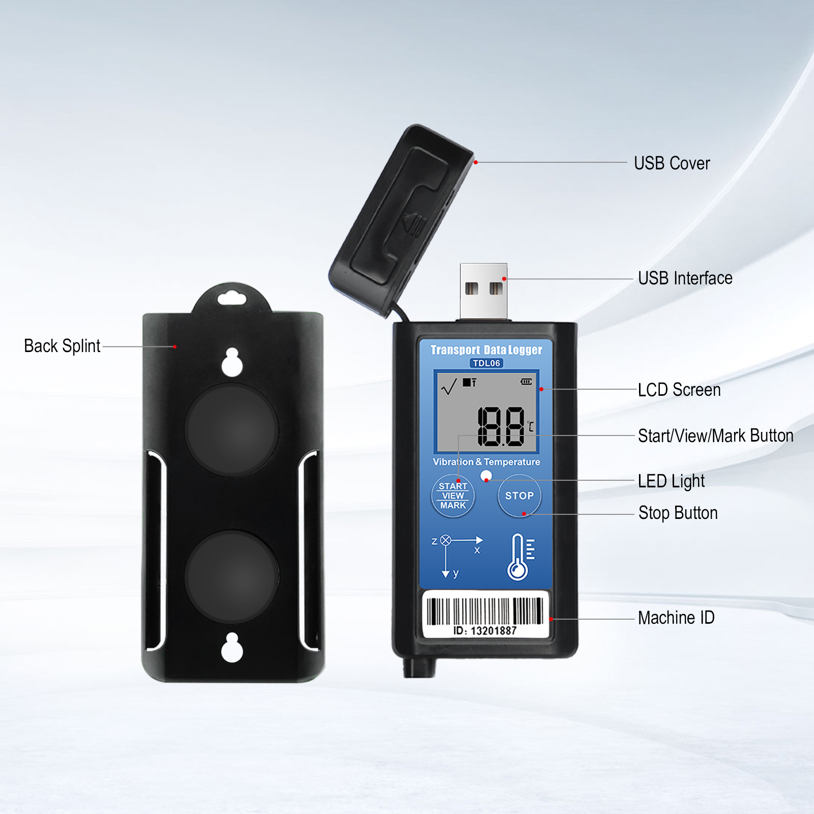 Logistics Real-time Vibration Testing Equipment With Shock Data Logger Monitor Temperature Instruments