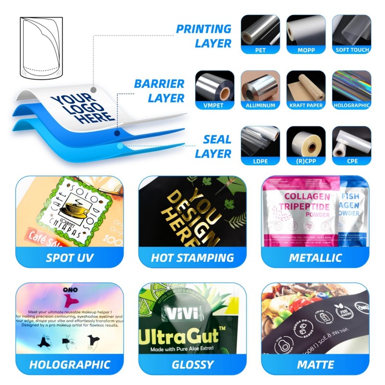 Custom Logo Transparent Food Grade PA/PE Three Side Sealed Flat Bag Clear Vacuum Sealer Pouch Meat Seafood Packaging Qicheng