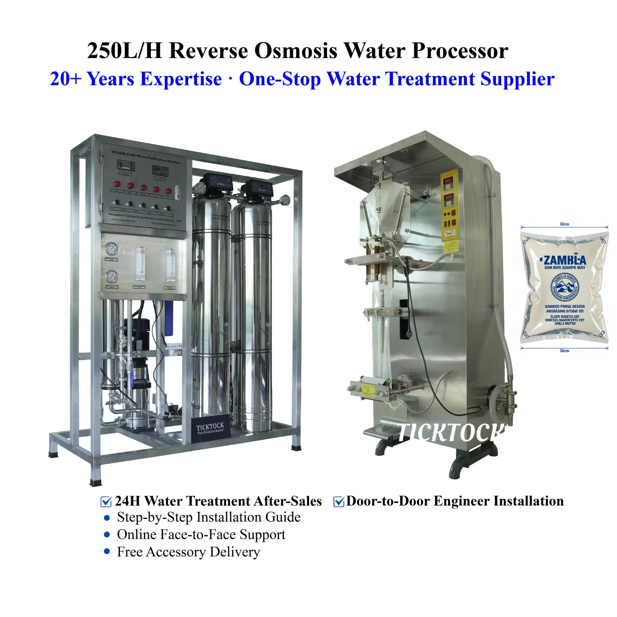 Reverse Osmosis Purified Water Treatment System with PLC Industry and Family Use