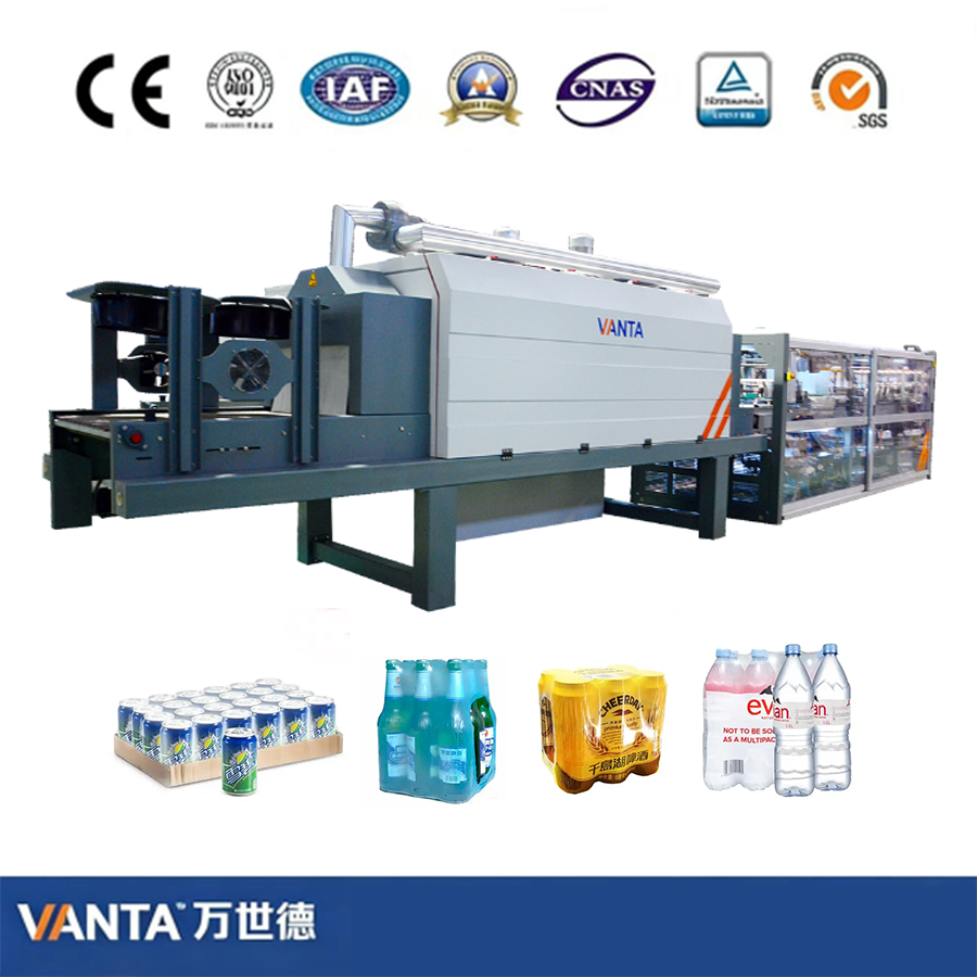 Vanta LMB30 30pcs/min Automatic Mechanical Film Heat Shrink Tunnel Wrapping Machine for Food Beverage PET Bottles Cans Glass