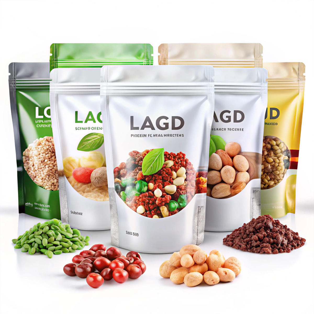 Custom Glossy Printed Heat Seal Stand Up Pouch Moisture-Proof For PE Laminated Nuts Bag For Food Storage