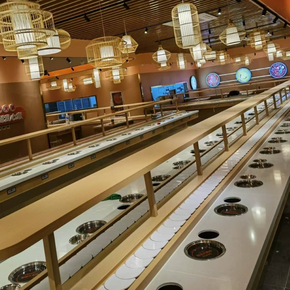 Customizable Size Restaurant Automation Food Delivery Sushi Train Conveyor System