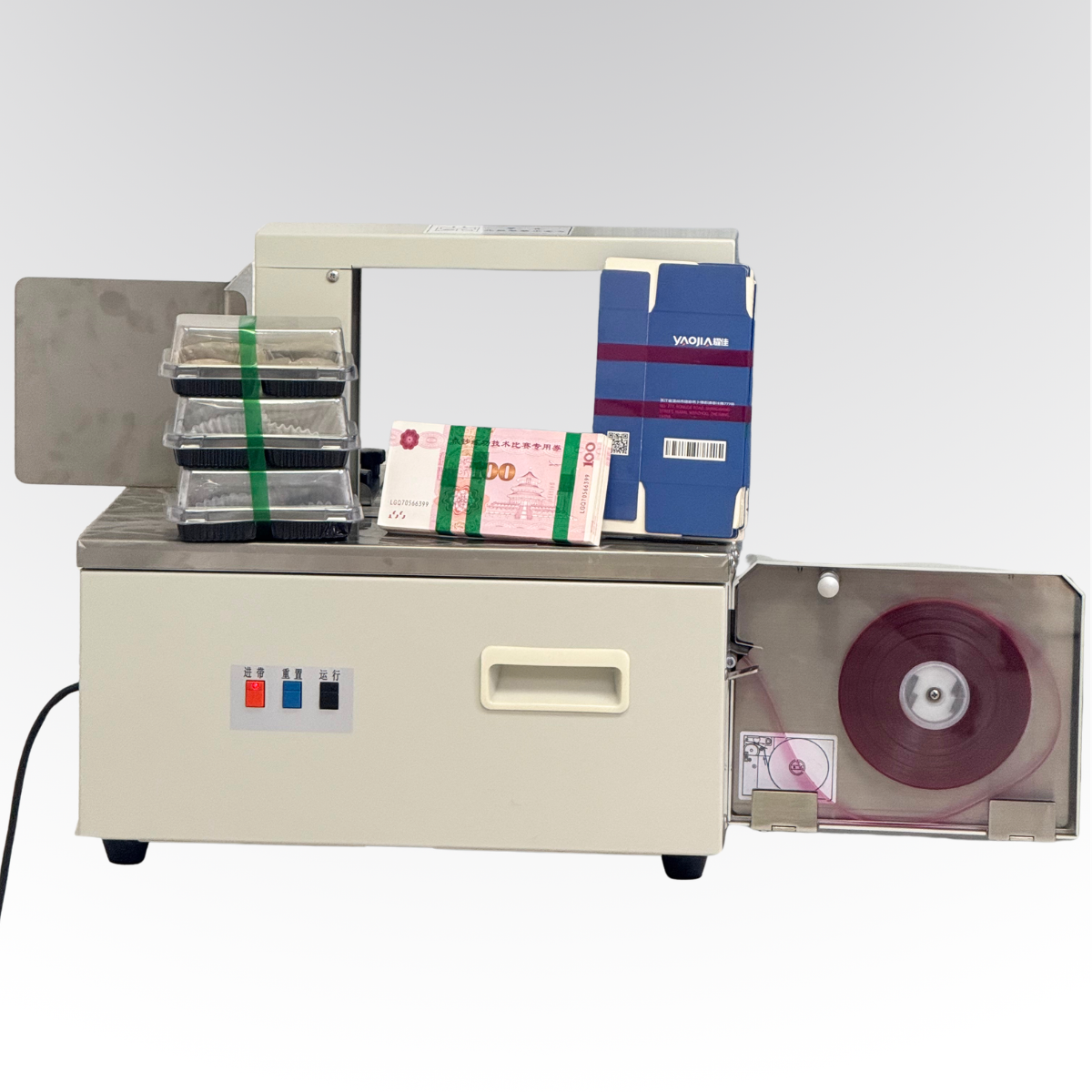 Tabletop Automatic Strapping Machine for Books, Cards and Envelopes, Paper &amp; OPP Banding Packaging Equipment