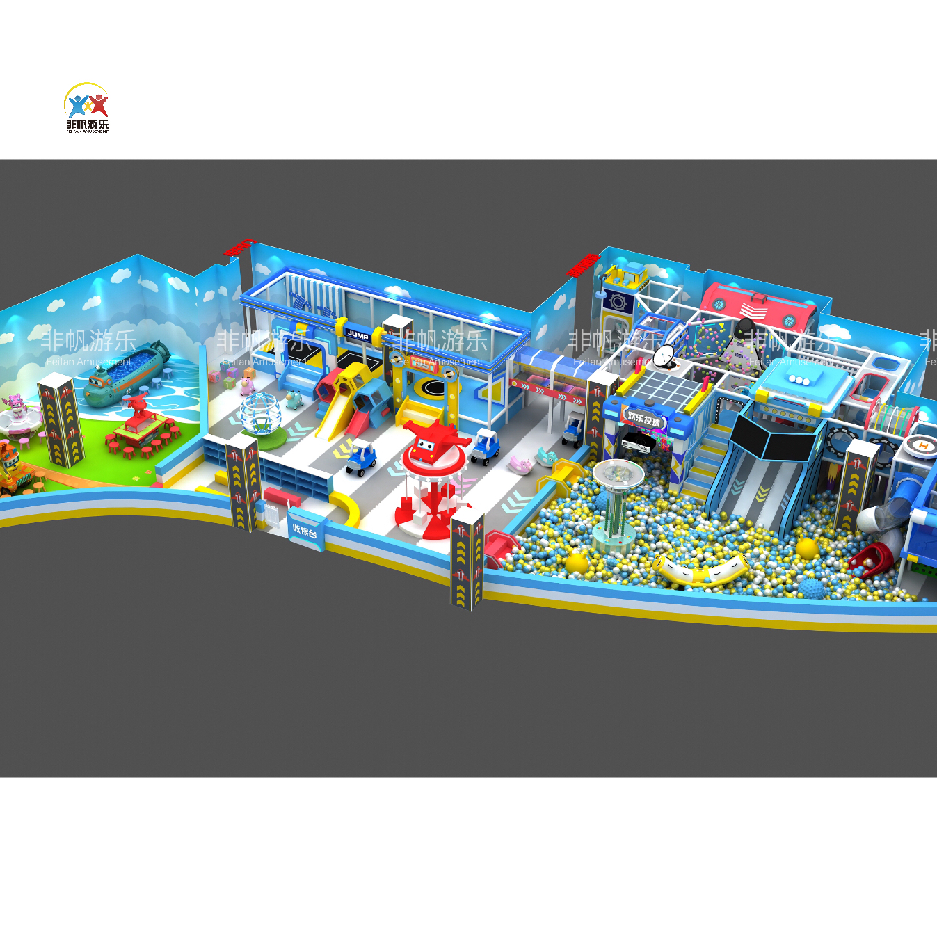 New Super Wings Cartoon Theme Games Area Children's Park Soft Play Equipment Set for Children Indoor Playground