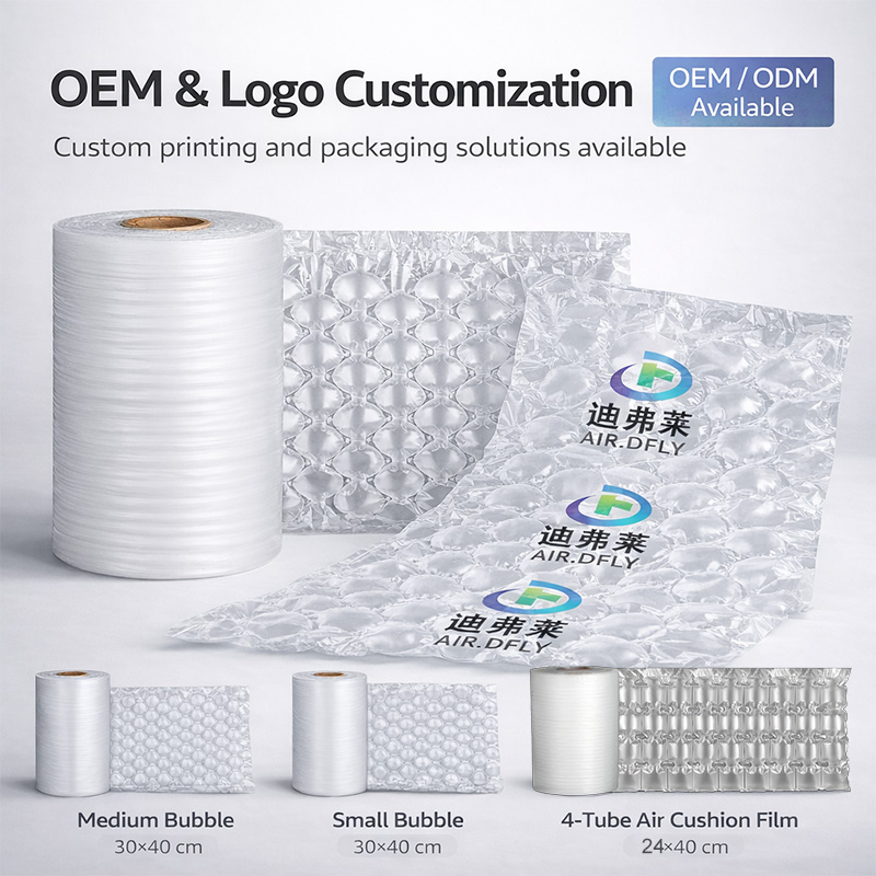 Custom OEM Air Cushion Film Roll Inflatable Packaging Large Bubble Wrap Air Cushion Film Roll For Void Fill Shipping Protection