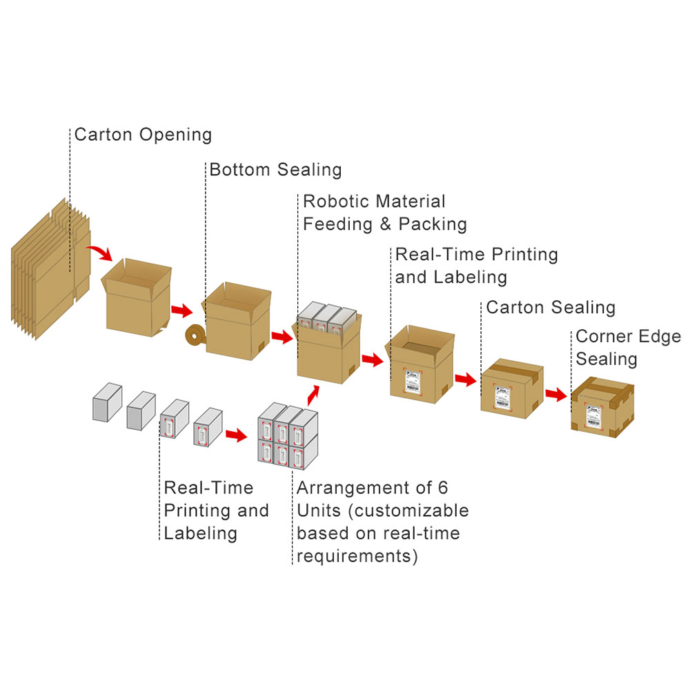 Fully Automatic Robotic Case Carton Erector Box Packing Machine System