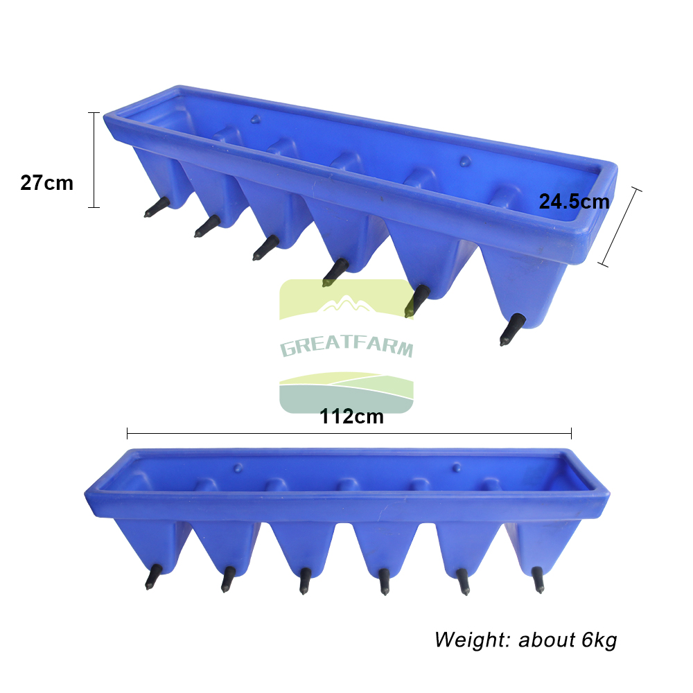 6-Place Calf Feeder Trough - Durable Plastic Milk Feeding System for Calves