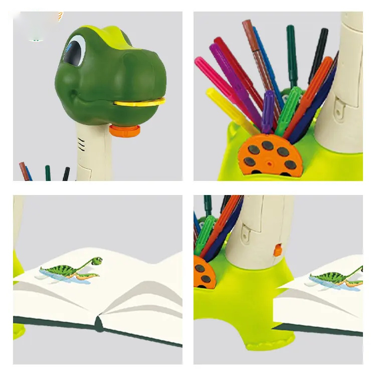 Educational Dinosaur Projector Drawing Table Toys for Kids Pretend Play Toy Painting Board Desk Toys Cartoon Drawing Machine