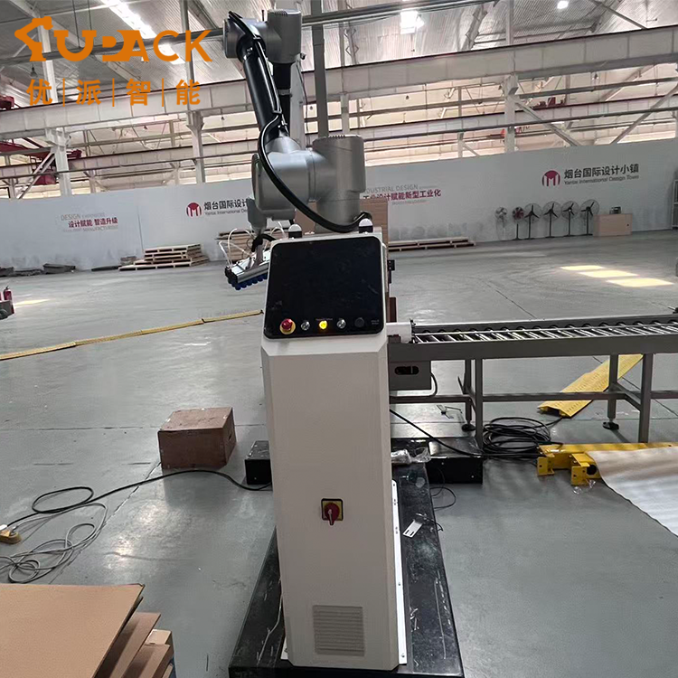 Small Carton/Box Packing System Automatic Collaborative Robot Palletizer with Paper Pads Motor PLC 8-10 Cartons/Minute Capacity