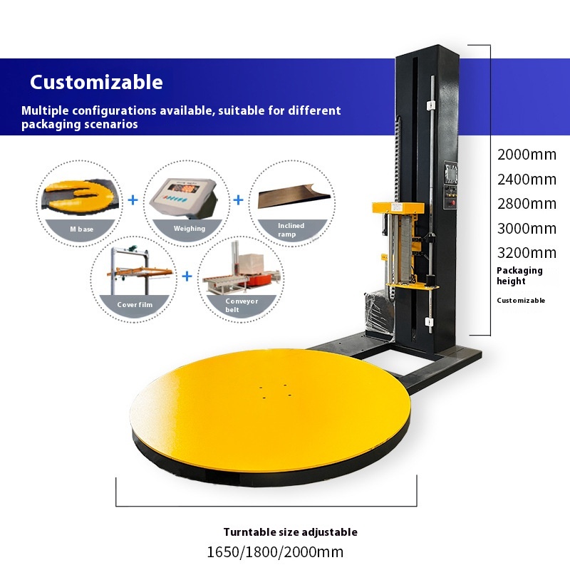 Approved CE Automatic Stretch Pallet Wrapping Machine With Scale Ramp 12r/min Pallet Wrapper Machine