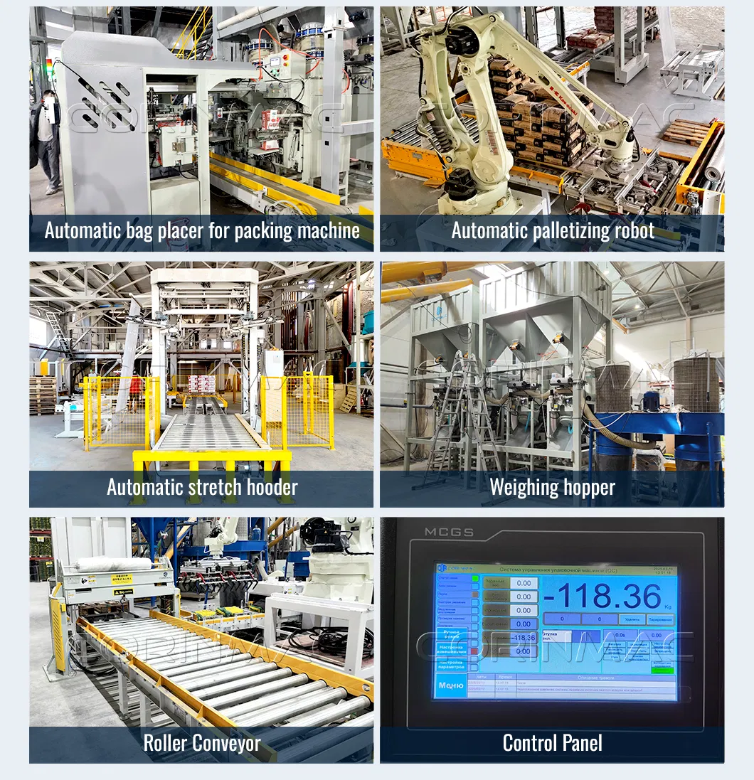 Fully Automated Dry Mortar Weighing Filling Machine Automatic Valve Bag Packer and Automatic Bagging Palletizing System