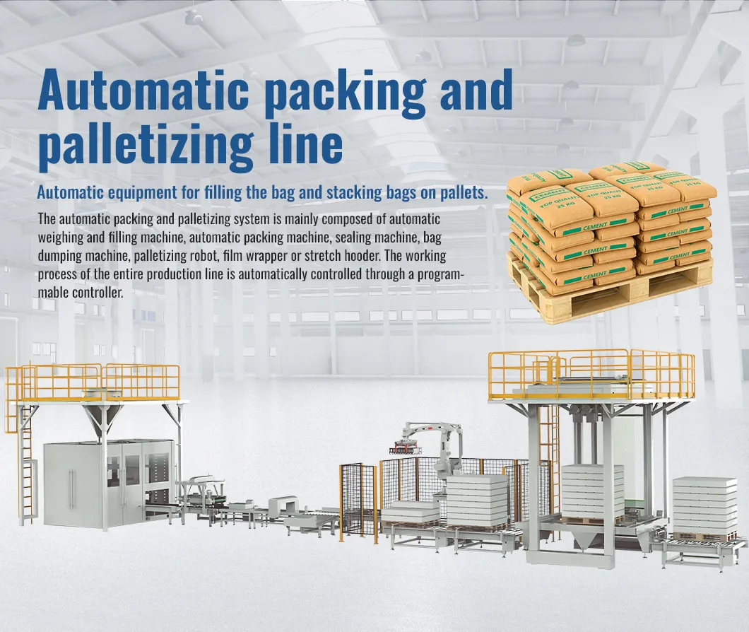 Fully Automated Dry Mortar Weighing Filling Machine Automatic Valve Bag Packer and Automatic Bagging Palletizing System