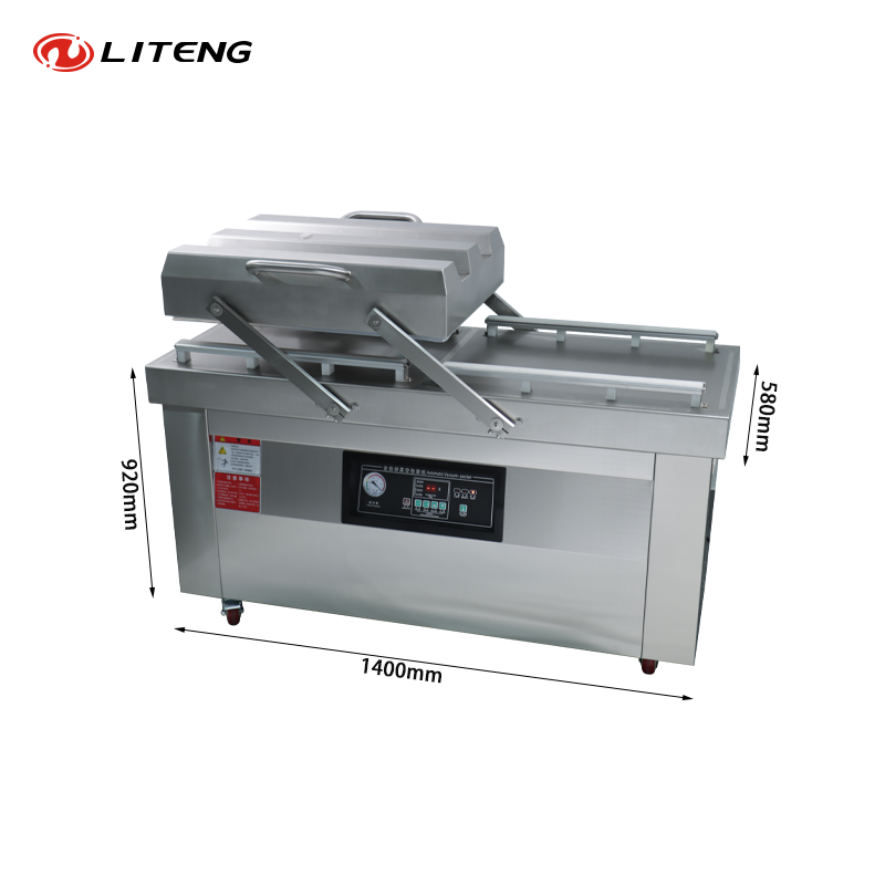 Commercial Double-chamber 600 Vacuum Packaging Machine Suitable for Packaging Chicken, Duck, Fish, Meat, Dried Fruits, Nuts
