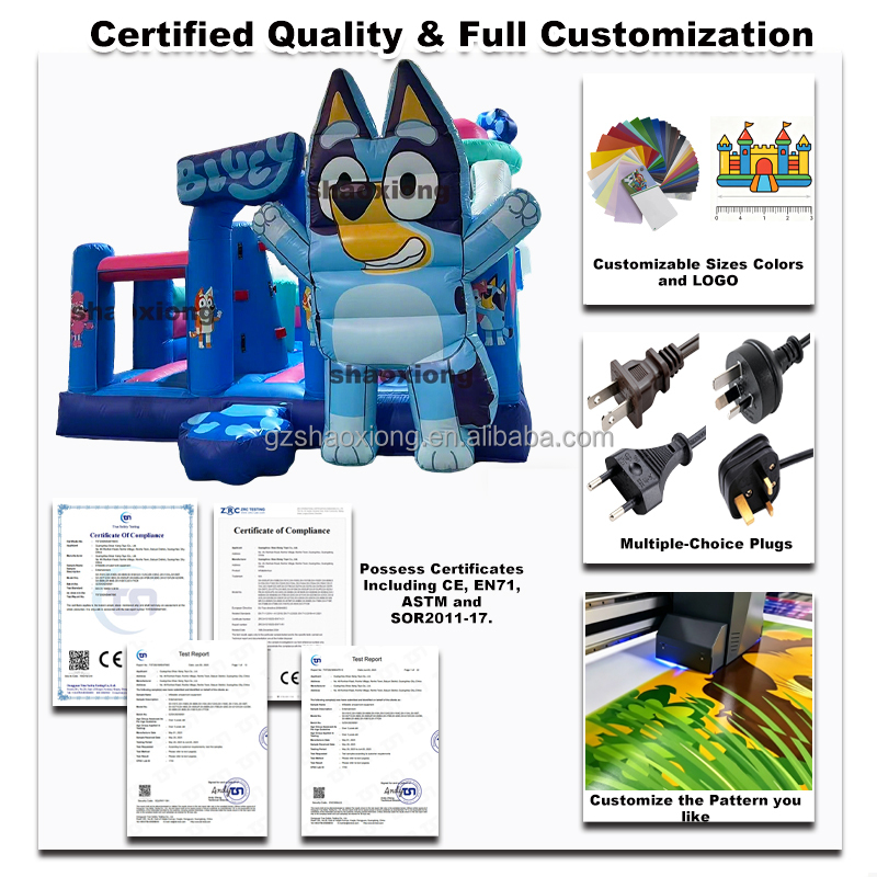 Kids Commercial Outdoor Inflatable Bouncer Castle Cartoon Bluey Theme Jumping Bouncy Castle Slide Combo Inflatable Bounce House