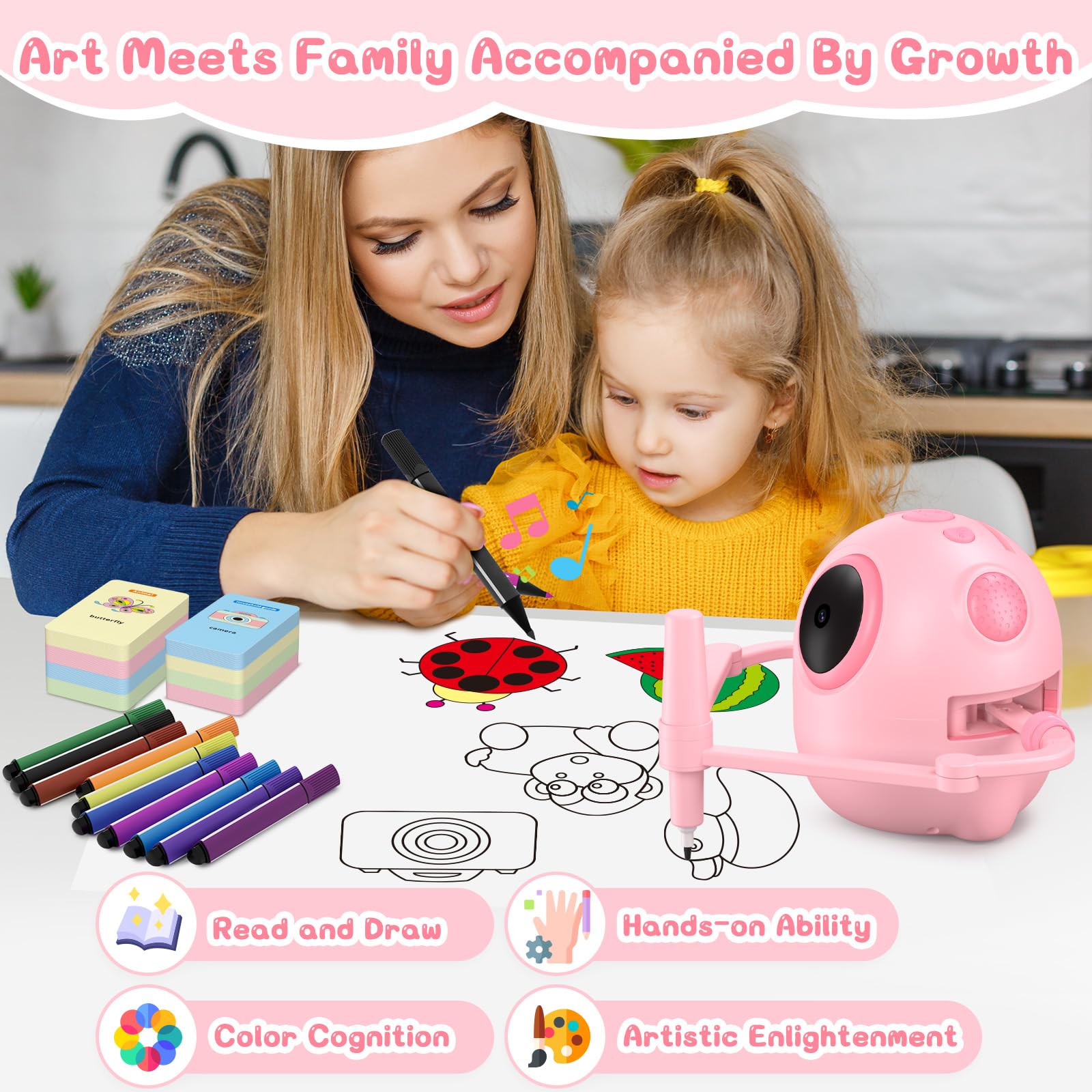 GY Smart Electronic Cartoon Drawing Robot Kids Art Sketcher 3-12 Years Old Educational Toy Unisex Plastic Christmas Gift