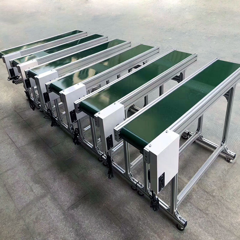 New Custom Durable Aluminum Frame Belt Conveyor System PVC Belt Adjustable Guide Rail Industrial Automation Assembly Line