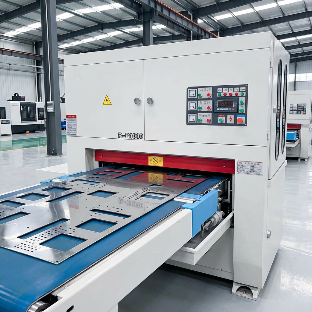 1000mm Industrial Automatic Sheet Metal Sanding &amp; Polishing Machine with Motor Belt Conveyor System for Flat Parts