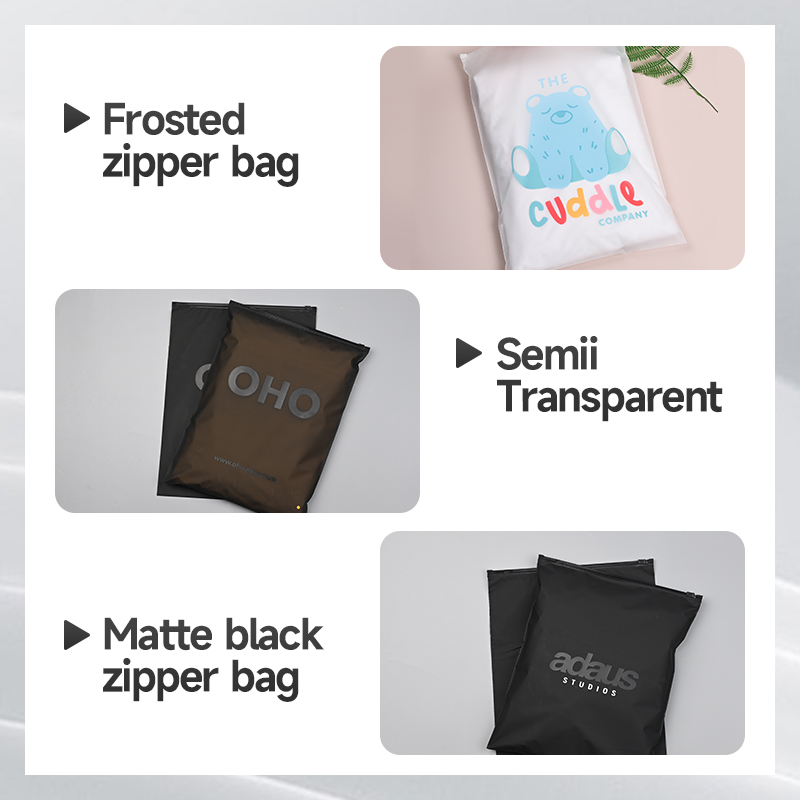Wholesale Eco-Friendly Custom Plastic Packaging Black Poly Bag Frosted Zipper Bag For Garment Clothing T-Shirt Recycled Bolsas