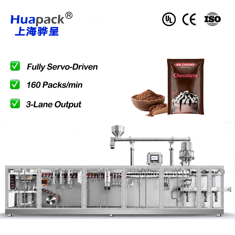 CE Certified Automatic Three Filling Station Sachet High Speed Powder Flat Pouches Horizontal Form Fill Seal Packaging Machines