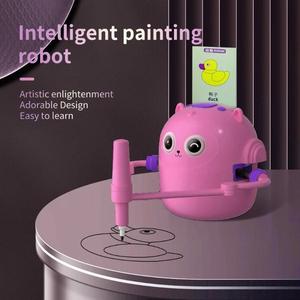 Jumon Cartoon Cat Face Drawing Robot Educational Kids 5-7 7-12 Years Doodle Bot Toy 100 Word Cards Plug-in Cards 16 Color Pens