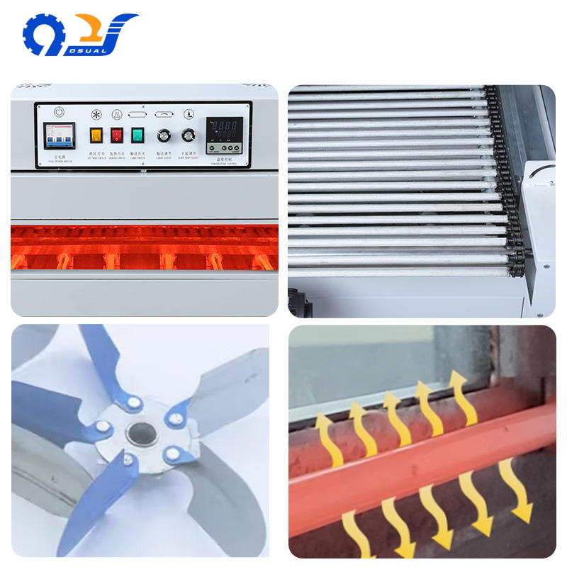 BS-4020F Chain Semi-Automatic Press Heat Shrink Sleeve Tunnel Wrapping Film PVC Wire Water Bottle Shrink Wrapping Machine