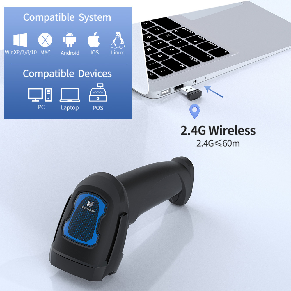 Xincode 1D And 2D Qr Code Barcode Scanners Inventory Gun Wireless Scan Price Bar Code Reader Usb Wired Scanning Gun
